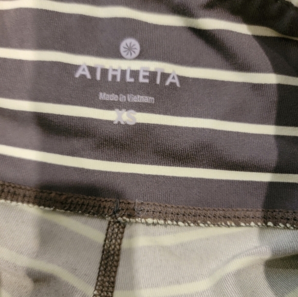Athleta Olive and Neon Green striped Activewear leggings size XS - Picture 5 of 7